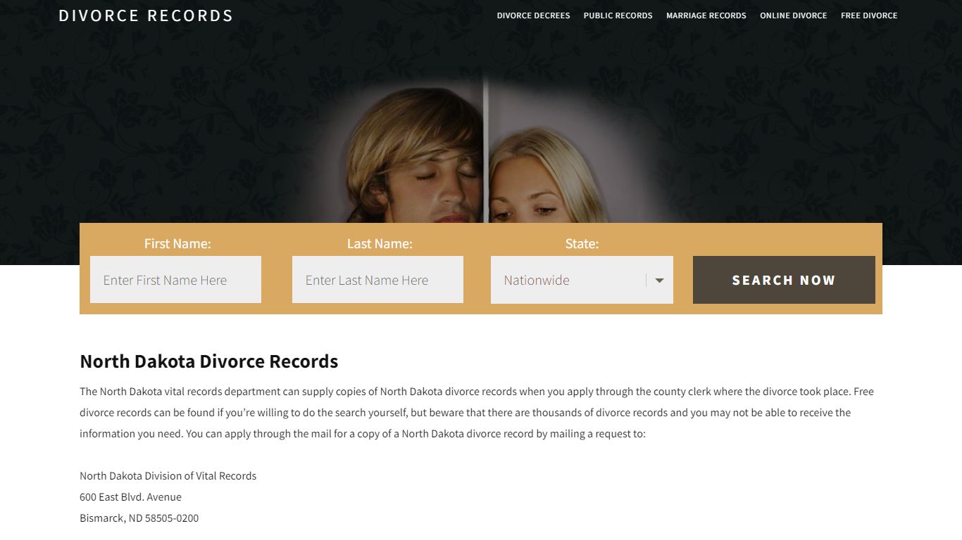 North Dakota Divorce Records | Enter Name & Search | 14 Days FREE